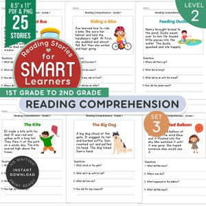 SET 3 25 Short Stories Reading Comprehension Grade 1 Level 2, Reading Practice, Homeschool Learning, Printable Stories, Reading Fluency