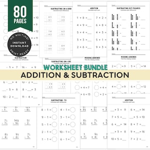 Hojas de trabajo de matemáticas para preescolar (PDF imprimible), recursos para la educación temprana en casa, páginas de práctica de matemáticas para jardín de infantes y primer grado.