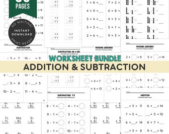 Preschool Math Worksheets Printable PDF for Kids, Early Learning Homeschool Resources, Math Practice Pages for Kindergarten and First Grade