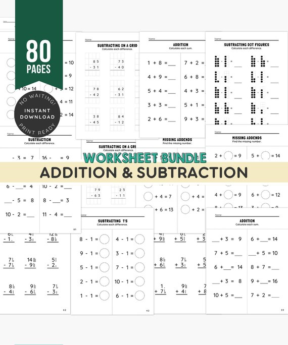 Preschool Math Worksheets Printable PDF for Kids, Early Learning Homeschool Resources, Math Practice Pages for Kindergarten and First Grade