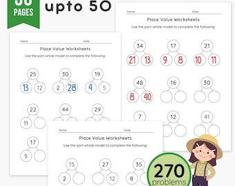Stellenwert & Zahlenbindung Arbeitsblätter | 30-seitiges Mathe-Übungspaket | Kindergarten und 1st Class Aktivitäten zum Ausdrucken | Hausschule | Klassenzimmer