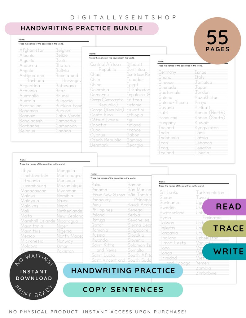 Printable Handwriting Worksheets | Uppercase, Lowercase, 3–5 Letter ...