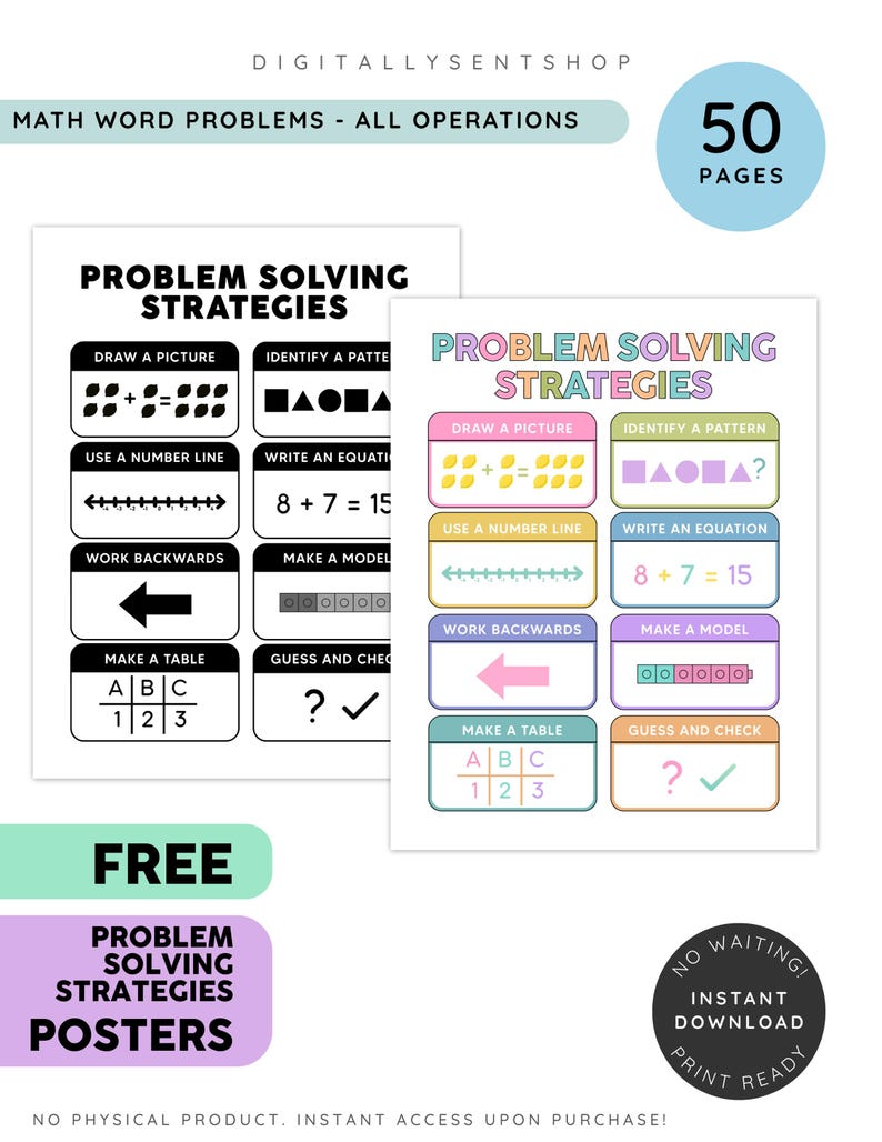 Math Practoice Problems 100 Math Word Problems Worksheets Set 1 - Addition, Subtraction ...