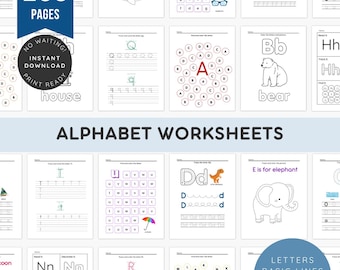 Let's Learn the Alphabet Worksheet | ABC Tracing Printable | Preschool Letter Practice | Alphabet Coloring Page | Kindergarten PDF