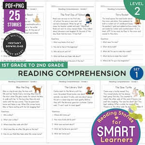 SET 1 Reading Comprehension Grade 1 | 25 Short Stories for Kids | Reading Practice | Homeschool Learning | Printable PDF | Instant Download