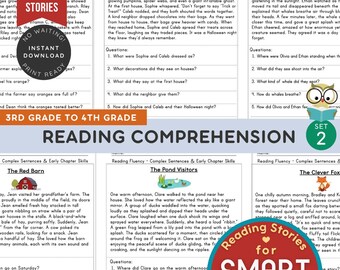 Reading Comprehension Grade 3 Set 2, Short Stories + Questions, Reading Practice, Homeschool Learning, ESL Kids, ELA Practice Reading Sheets