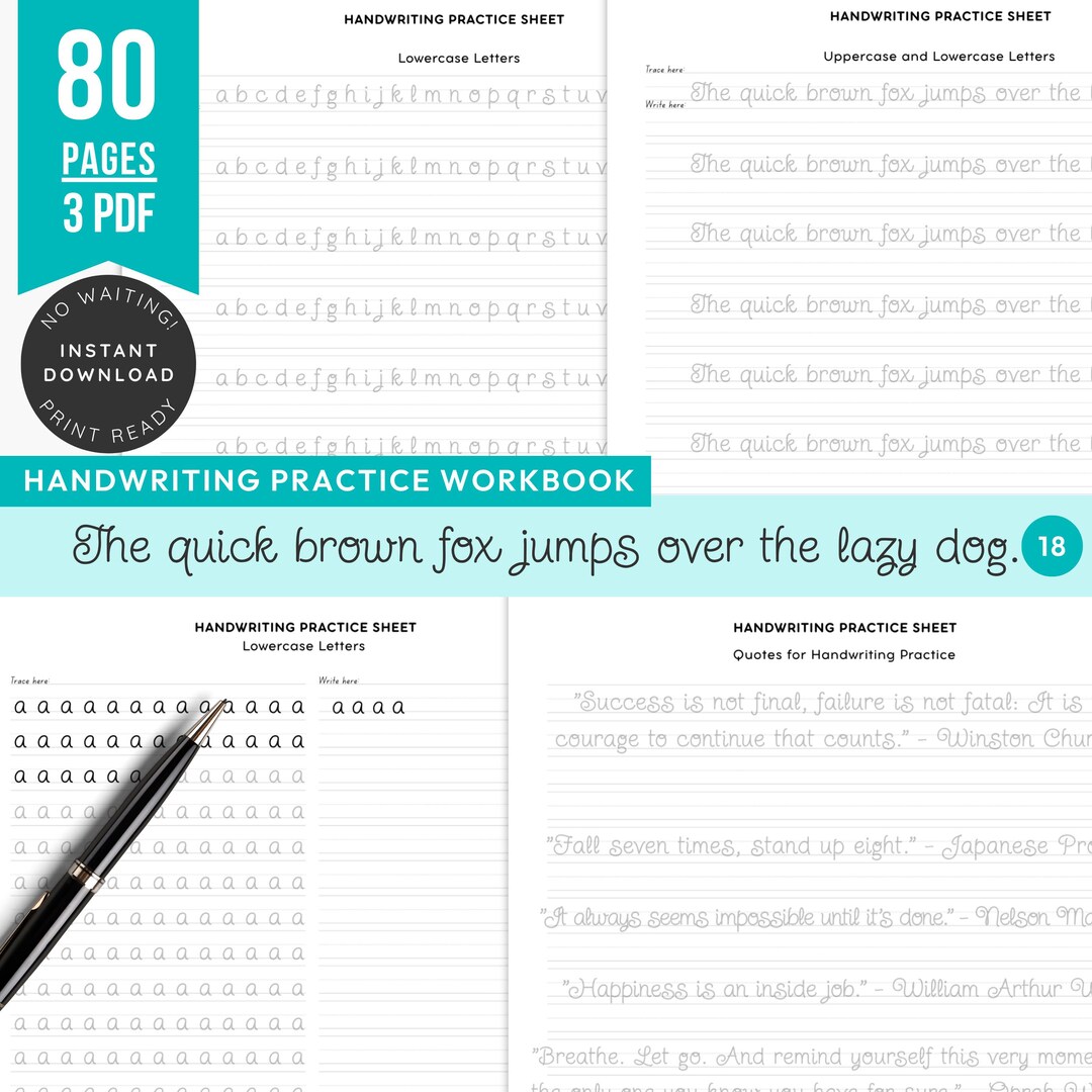 Whimsy Handwriting Whimsy Printable Handwriting Workbook | 3 PDF Set With Uppercase ...