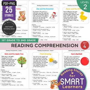 SET 4 Reading Comprehension Grade 1 | 25 Short Stories for Kids | Reading Practice | Homeschool Learning | Printable PDF | Instant Download