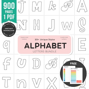 Large Printable Alphabet Letters for Classroom Decor PDF, 900+ Pages Uppercase & Lowercase  Templates, Block Letters of the Week Styles
