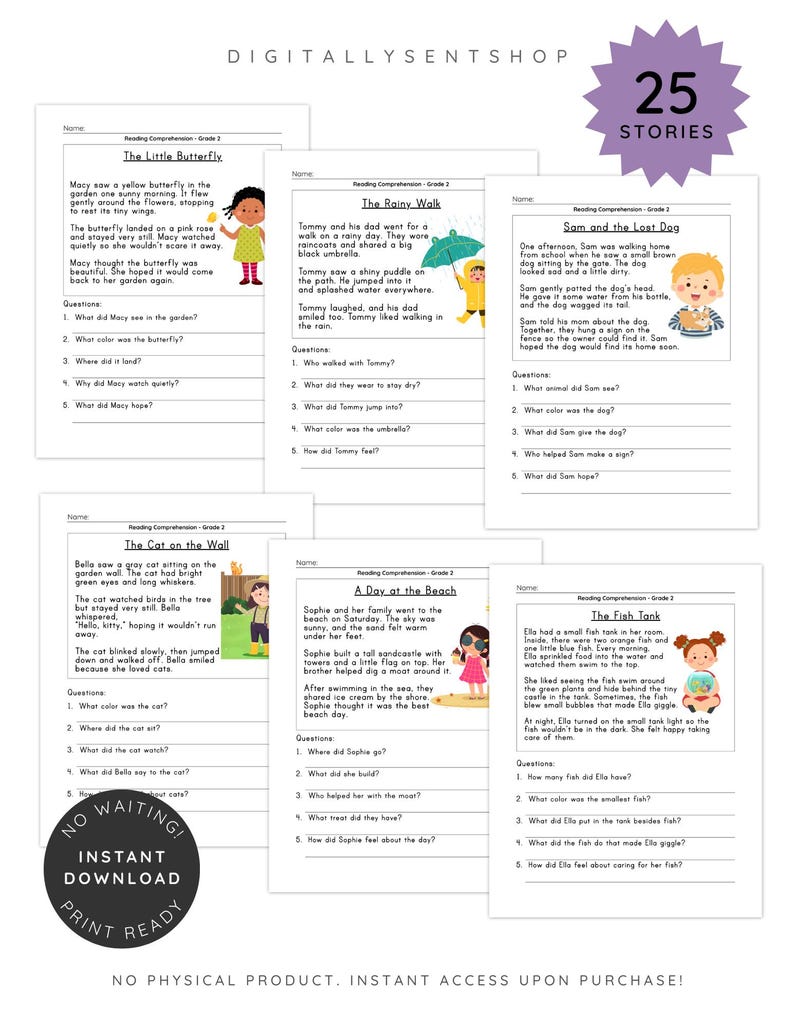 Reading Comprehension Grade 2 Set 4 | 25 Short Stories for Kids ...