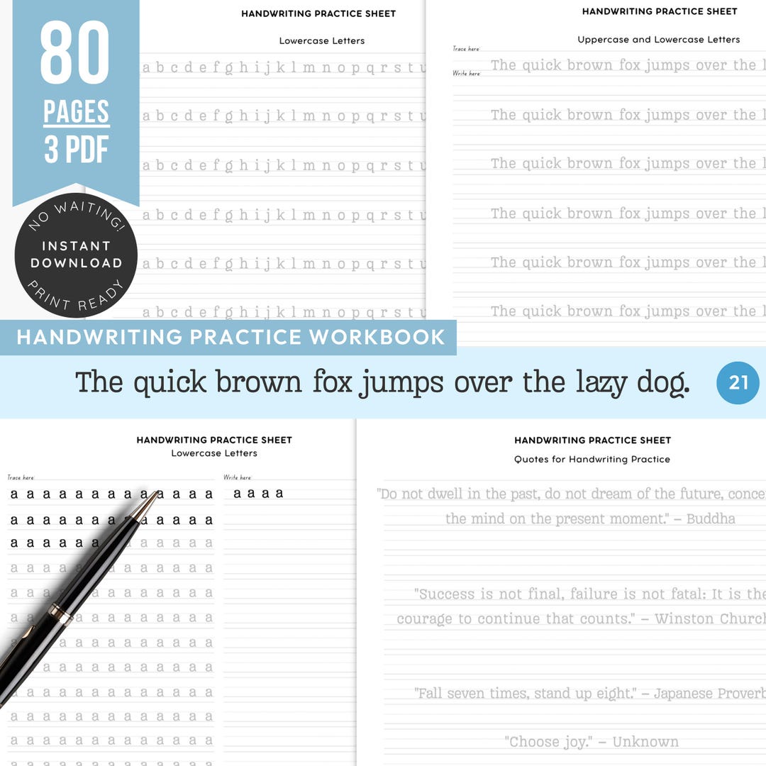 Printable Handwriting Worksheets | 3 PDF Set | Print Practice PDF Pack