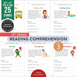 SET 3 Reading Comprehension Grade 1 | 25 Short Stories for Kids | Reading Practice | Homeschool Learning | Printable PDF | Instant Download