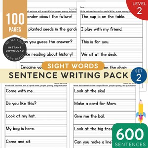600 Sight Word Copy the Sentence Practice Pages | Handwriting Worksheets | Early Literacy Reading & Writing Practice Sheets | K2 Activities