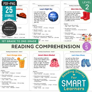 SET 5 Reading Comprehension Grade 1 | 25 Short Stories for Kids | Reading Practice | Homeschool Learning | Printable PDF | Instant Download