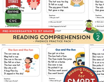 CVC Words Reading Comprehension Worksheets, CVC Reading for Preschool & Kindergarten, Fun Literacy Activity, Reading Practice, Early Reading