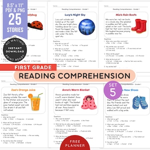 SET 5 Reading Comprehension Grade 1 | 25 Short Stories for Kids | Reading Practice | Homeschool Learning | Printable PDF | Instant Download