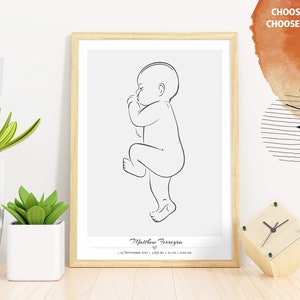 Das Baby Geburt Poster Maßstab 1:1 - Personalisierte Neugeborenen Illustration für Kinderzimmer Dekor | Personalisiertes Baby Poster | Digitale Dateien