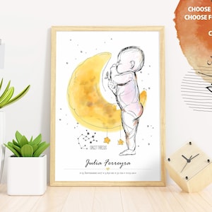 The Baby Geburtsposter 1: 1 - Sternzeichen | Personalisiertes Baby Poster | Digitale Dateien