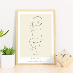 Póster de nacimiento de bebé a escala 1:1 - Ilustración personalizada para recién nacidos para la decoración de la habitación infantil / Póster de bebé personalizado / Archivos digitales