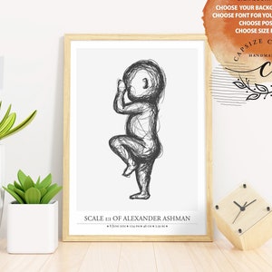 Das Baby Geburt Poster Maßstab 1:1 - Personalisierte Neugeborenen Illustration für Kinderzimmer Dekor | Personalisiertes Baby Poster | Digitale Dateien