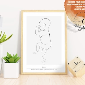 Poster di nascita in scala 1:1 - Illustrazione personalizzata per neonato per l'arredamento della cameretta / Poster personalizzato per neonati / File digitali