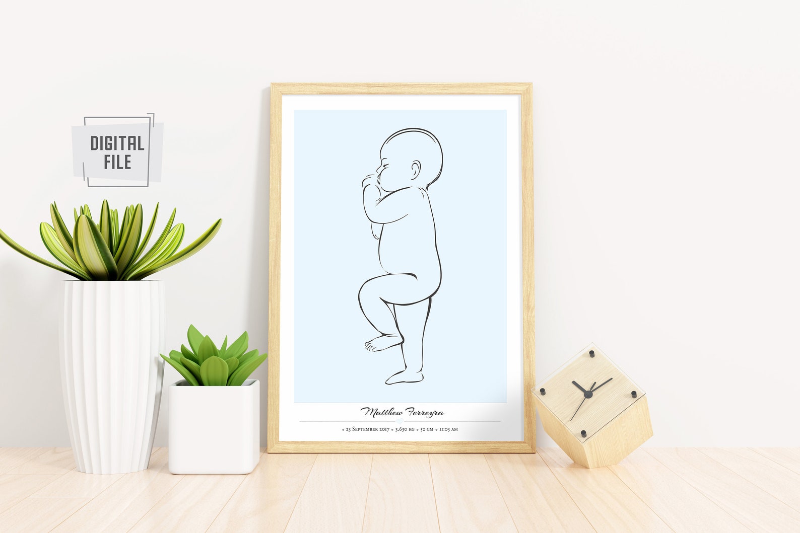 The Baby Birth Poster 1:1 Scale - Personalised Newborn Illustration for ...