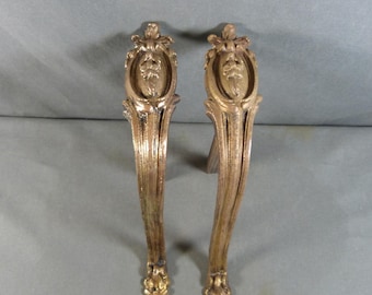 Par de grandes alzapaños de cortina de bronce dorado, estilo castillo del siglo XIX