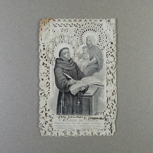 Saint-Antoine de Padoue Ancienne image pieuse dentelle Canivet, Turgis à Paris, Holy card