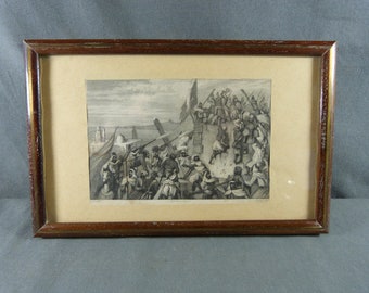 Engraving XIXth Defense of Mazagran 1840 Conquest of Algeria by Ramus