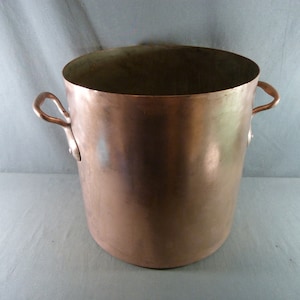 Large French Tinned Copper Pot, Tinned Copper Stew Pot Ø 28 cm