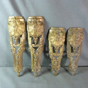 Antique French Gilt Bronze Decorative Furniture Elements Hardware 4 Pieces 19th century