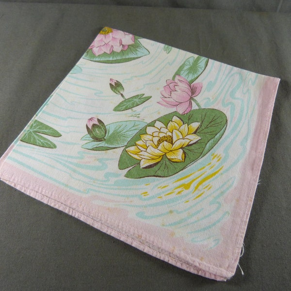 Une serviette de table en coton Vintage 1970 nénuphars
