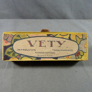Ancienne boîte publicitaire, VETY impression transparente, Carton