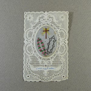 Couronne d'épines Ancienne image pieuse dentelle Canivet 19e siècle, Holy card