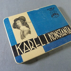 KAREL I Konstanta Scatola portasigari vuota in metallo 10 sigari anni '50