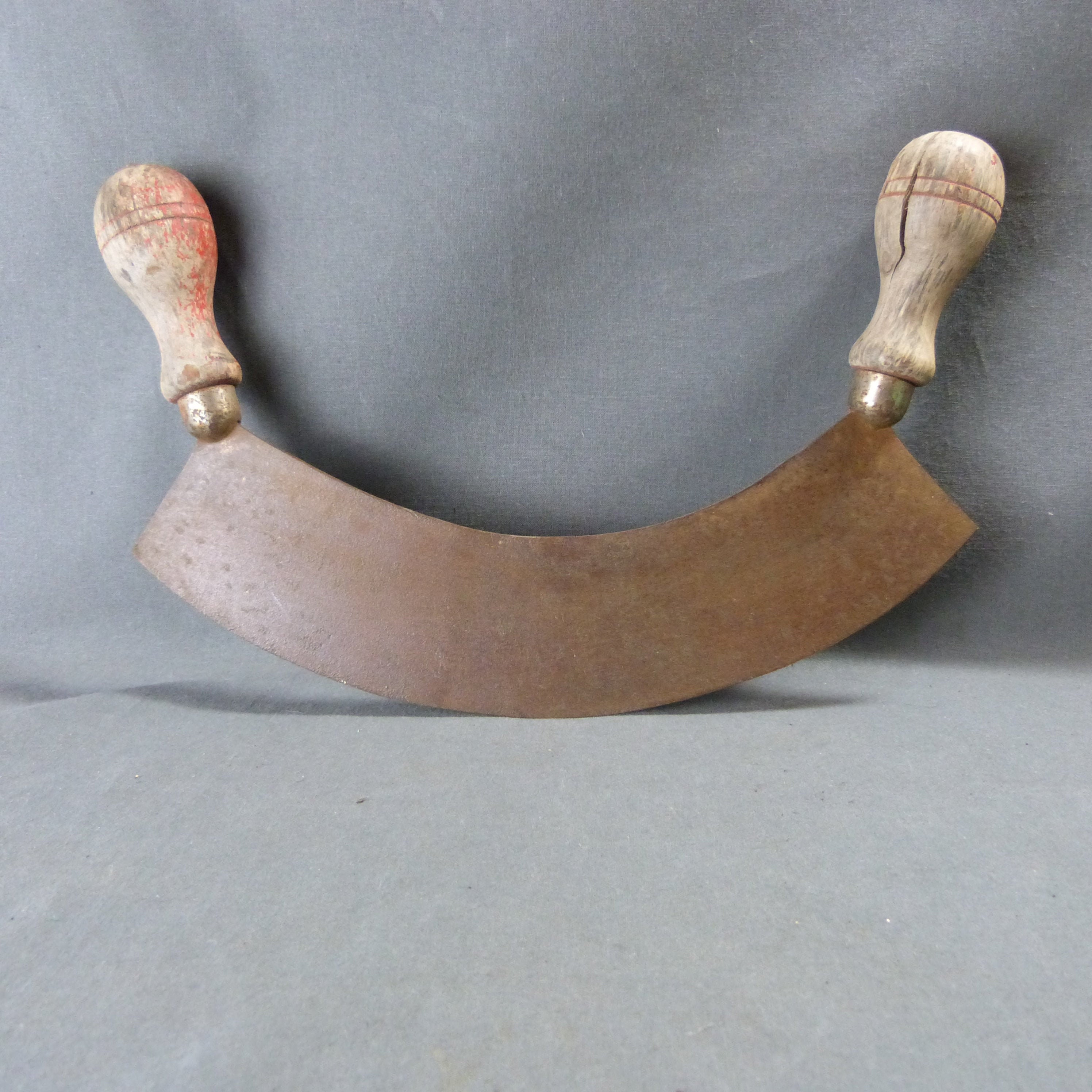 Antique French Herb Chopper, Hachoir, Mezzaluna