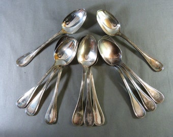 11 CHRISTOFLE soup spoons ALBI model silver metal Cutlery 20.5 cm
