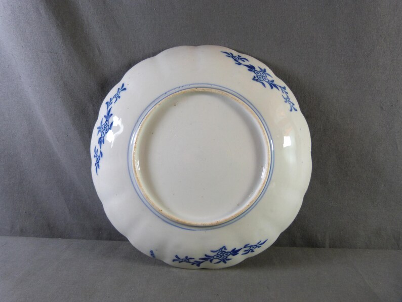 Kakiemon Porcelain Plate Chinajapan Blue White Background With Trees