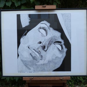 Indian ink drawing signed Charles-Erick Labadille, Le Mal-masque april 1973