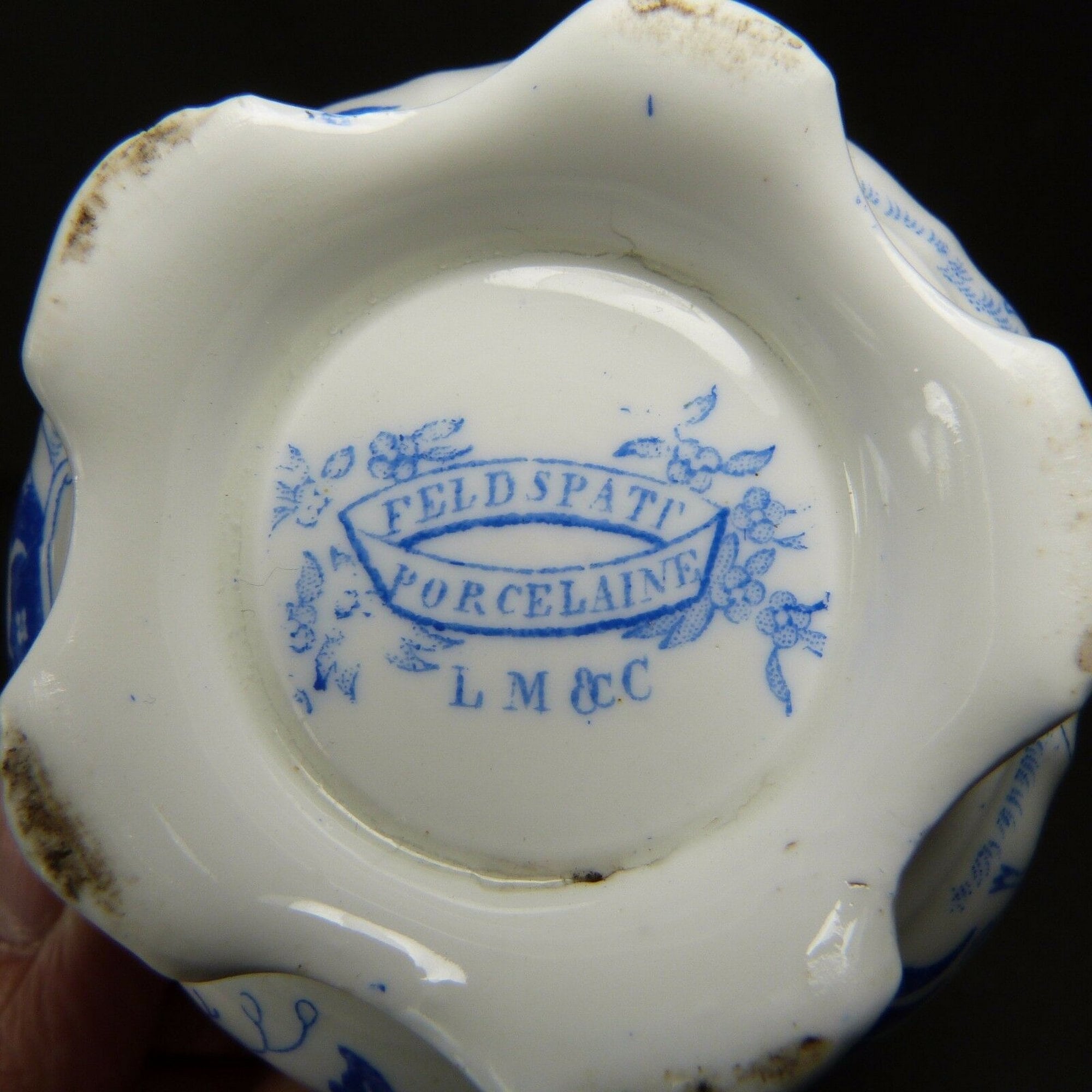 French Antique Flower Blue White Porcelain Tea Set LM & Cie French Antique Flower Blue White Porcelain Tea Set LM & Cie