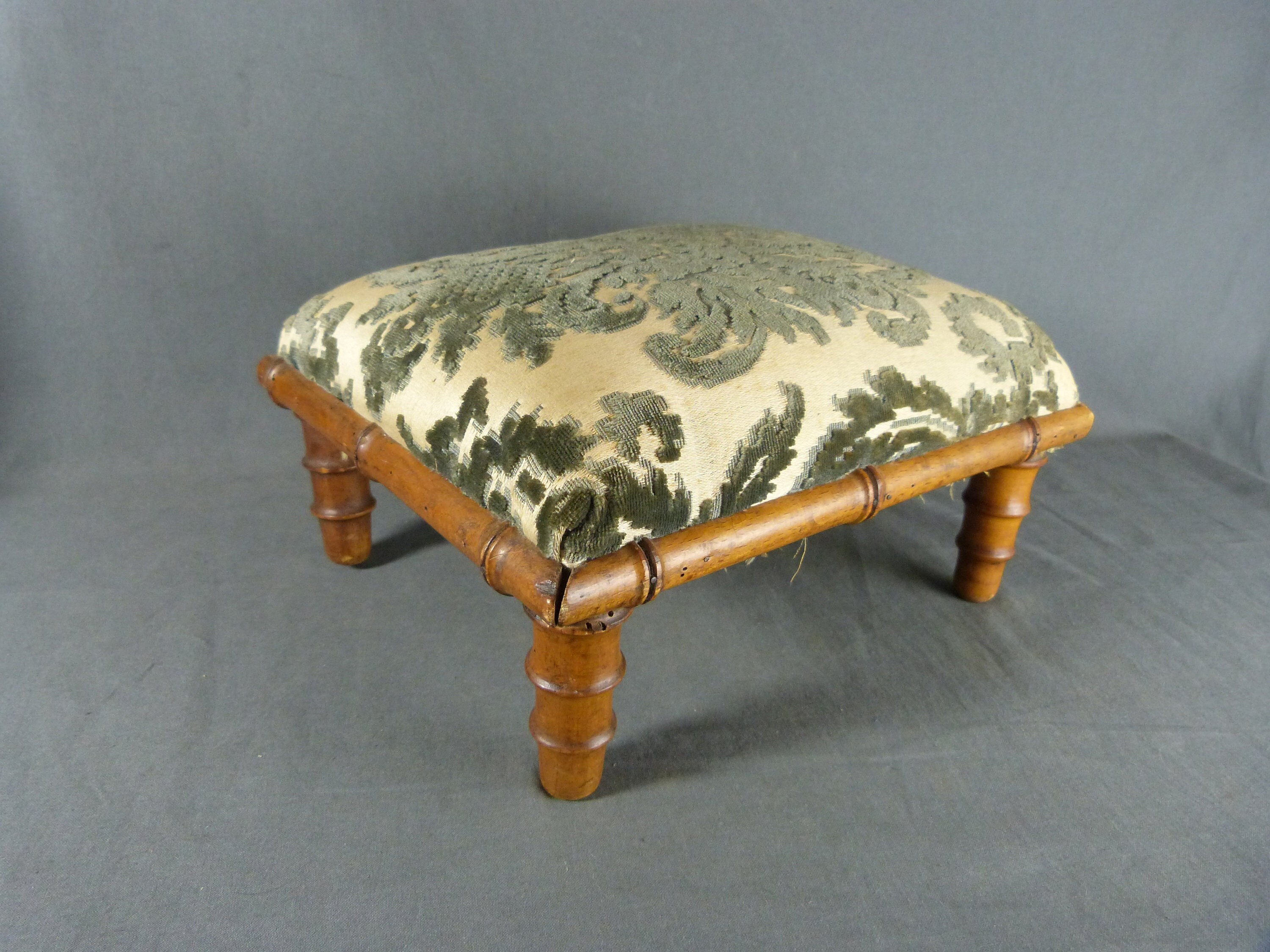 Antique French Faux Bamboo Furniture Footstool Armchair Footrest