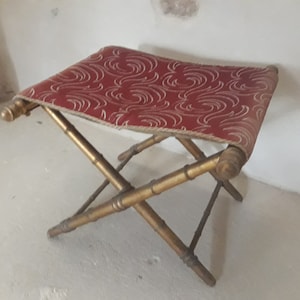 Gold Faux Bamboo Foldable Chair, Antique French 1920&#39;s
