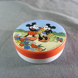 Oude metalen reclamedoos, Disney Mickey en Minie doos, Doos leeg verkocht!