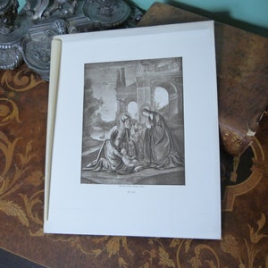 Incisione "La Vergine in adorazione" da Lorenzo Di Credi, incisore Georges Petit, XIX secolo