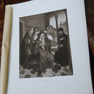 Incisione "La Vergine Incoronata", da van der Weyden, incisore Georges Petit, XIX secolo
