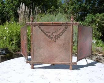 Tri-fold barber's mirror with Japanese-style faux bamboo decor, 19th century