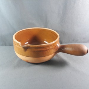 Vintage stoneware frying pan in the spirit of Vallauris, France 20th century, rustic decor