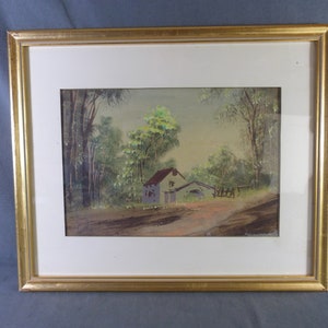Acquerello arricchito con tempera firmato GARF, tecnica mista “country house”