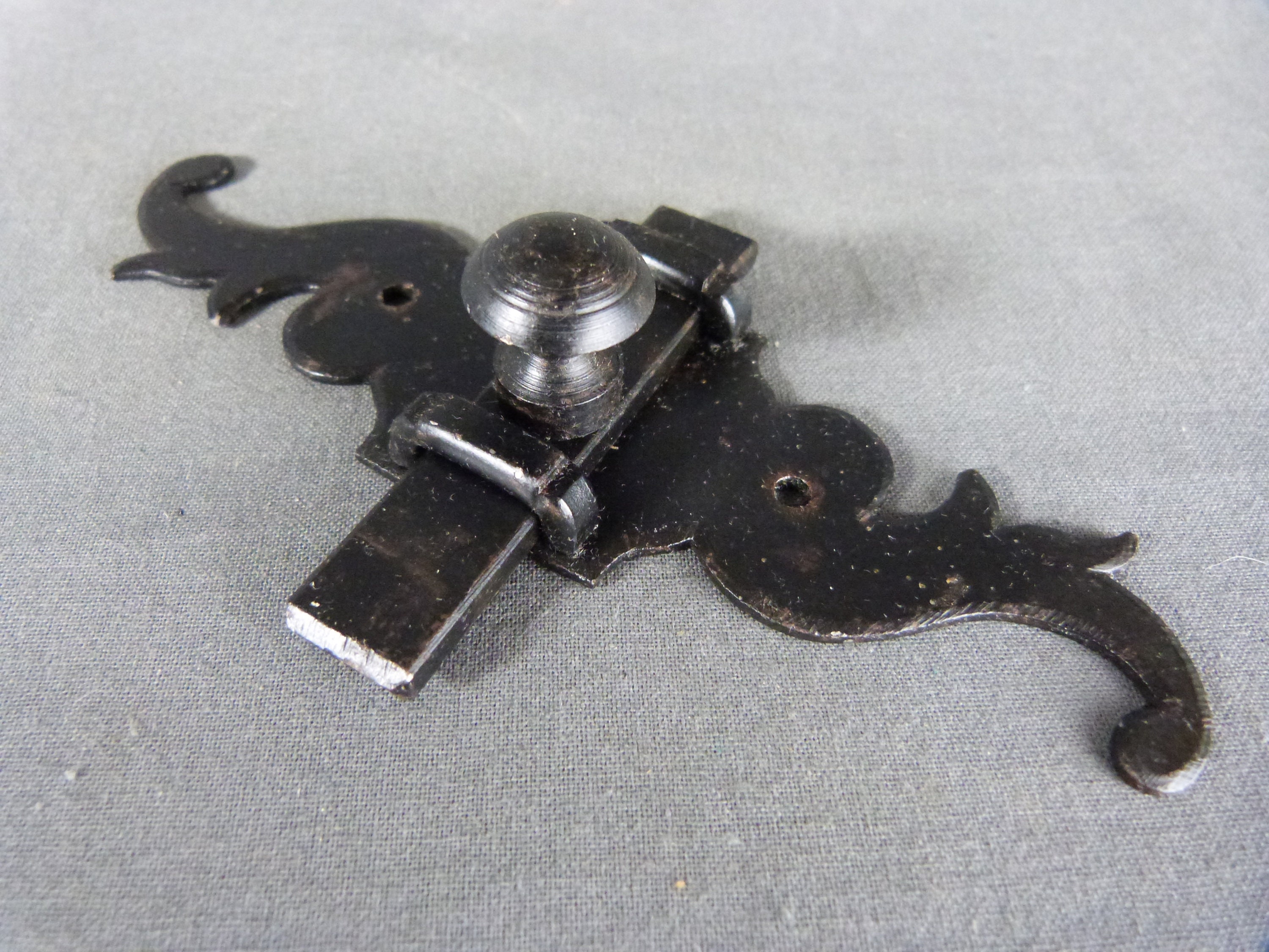 French Vintage Iron Slide Door Latch Lock Bolt Country Rustic