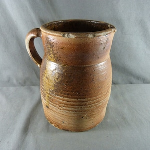 Large salt cellar, antique salt pot in Puisaye sandstone, brownish beige color, France 19th century